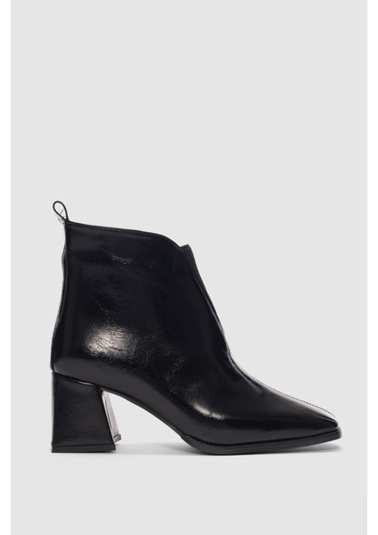 Brennor Yandan Fermuarlı Kadın Bot- Siyah Rugan