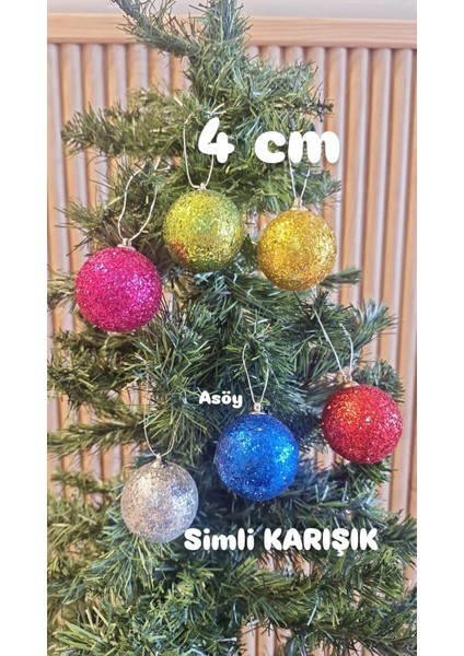 Yılbaşı Ağacı Süsü 4 cm Cici Karışık Işıltılı Simli Küre Top Süs Parlak 6 Adet fiyatları