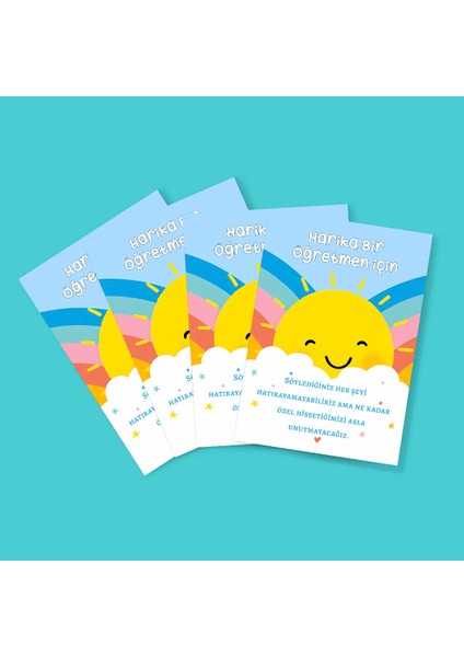 Özel Gün 24 Kasım - Öğretmenler Günü Tebrik Kartı 4 Lü - Not Kartı -Hediye Kartı- Tek Yüzlü Teşekkür Kartı modelleri