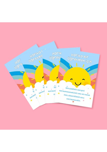 Özel Gün 24 Kasım - Öğretmenler Günü Tebrik Kartı 4 Lü - Not Kartı -Hediye Kartı- Tek Yüzlü Teşekkür Kartı fırsatları