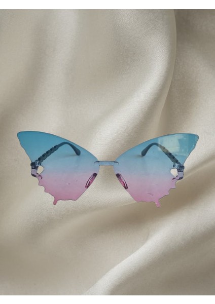 Parti Gözlük Mika Kelebek Model Yeşil-Pembe Geçişl