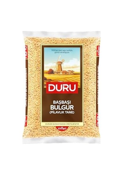 Duru Başbaşı Bulgur 2000G – Doğal Taş Değirmende Üretilmiş, Yüksek Lif ve Protein Kaynağı, Katkısız ve Doğal