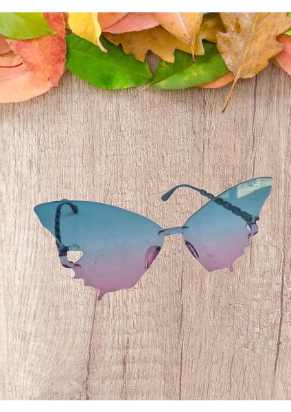 Parti Gözlük Mika Kelebek Model Yeşil-Pembe Geçişl