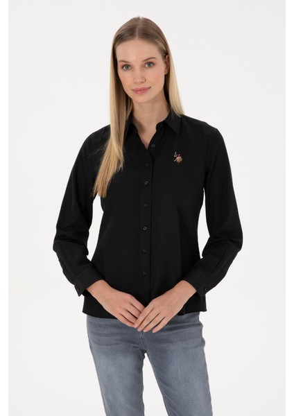 Kadın Siyah Gömlek Basic 50308043-VR046