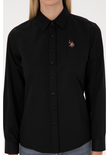 Kadın Siyah Gömlek Basic 50308043-VR046