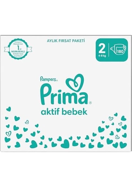 Prima Aktif Bebek, Bebek Bezi 2 Numara, 180 Adet Aylık Fırsat Paketi modelleri