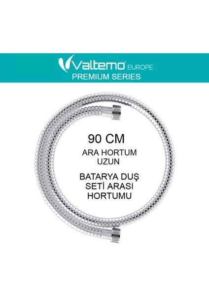 | Valtemo 90 cm Parlak Krom Uzun Ara Hortum – Batarya & Yönlendirici Arası Bağlantı