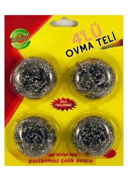 Easyso 4'lü Ekonomik Paket Toptel Bulaşık Ovma Teli Yağ Kir Leke Tutmaz Kolay Temizlenir Eco Pack fiyatları