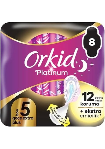 Orkid Platinum Gece Ekstra Plus (Boy 5) 8 Adet Hijyenik Ped