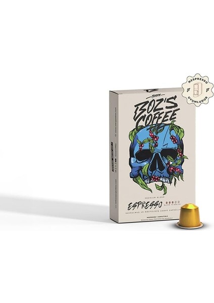 Meryem Boz's Coffee Premium Blend Kapsül Kahve, Orta Kavrulmuş, 100% Arabica, Bitter Çikolata ve Kavrulmuş Ceviz Notaları, 10 Adet