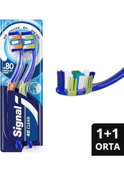 Signal Ultra Clean Expert 4d Clean Diş Fırçası 1+1 Orta