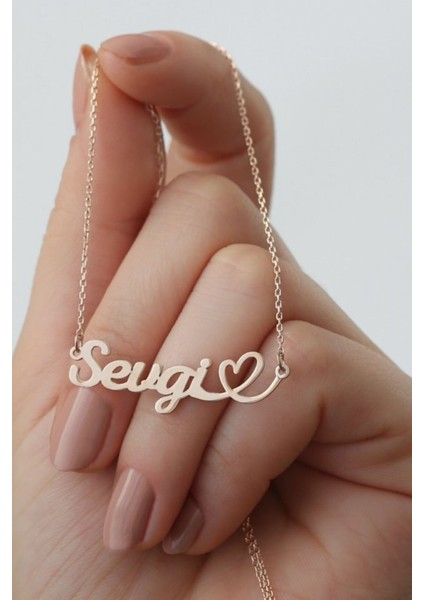 925 Ayar Gümüş Kişiye Özel Isimli Kalpli Kolye