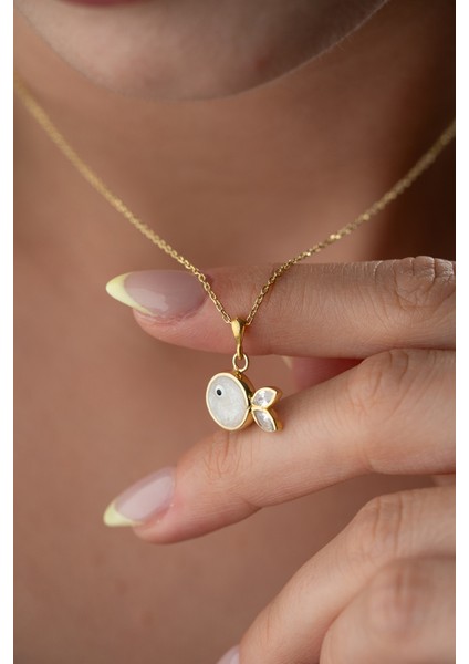 925 Ayar Gümüş Beyaz Mineli Balık Kolye modelleri