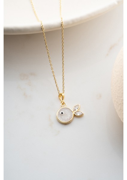 925 Ayar Gümüş Beyaz Mineli Balık Kolye fırsatları