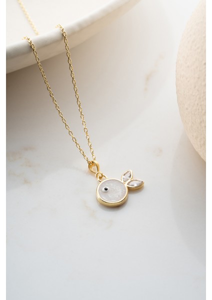 925 Ayar Gümüş Beyaz Mineli Balık Kolye indirimleri