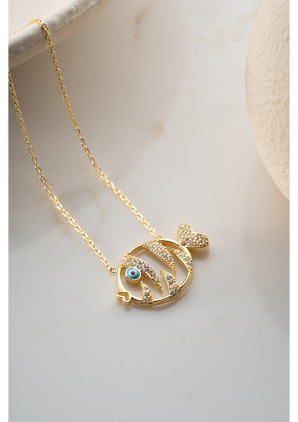 925 Ayar Gümüş Zirkon Taşlı Balık Kolye