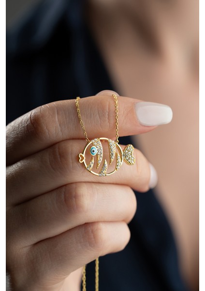 925 Ayar Gümüş Zirkon Taşlı Balık Kolye fiyatları