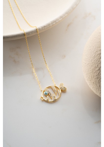 925 Ayar Gümüş Zirkon Taşlı Balık Kolye modelleri