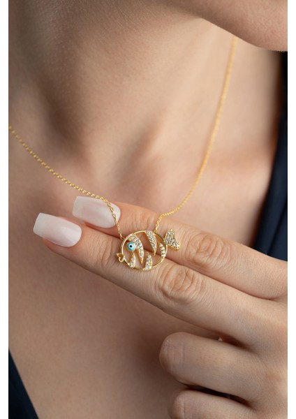 925 Ayar Gümüş Zirkon Taşlı Balık Kolye indirimleri