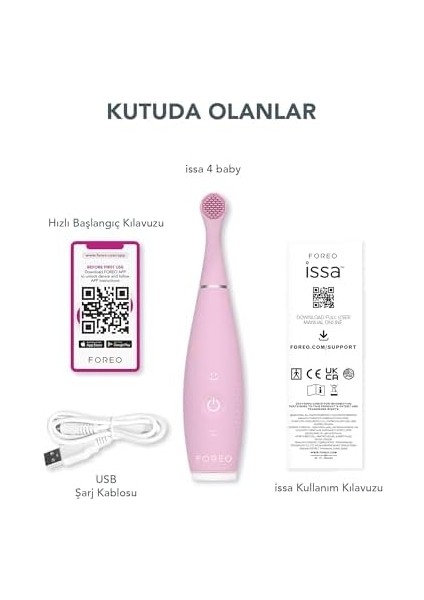 Foreo Issa 4 Baby – Bebekler Için Silikon Sonik Diş Fırçası Seti, Çift Taraflı Kıllar, Eğlenceli Gülümseme, Diş Eti Masajı, Ekstra Başlıkla 12 Ay Bakım, Seyahat Dostu - Inci Pembesi fiyatları