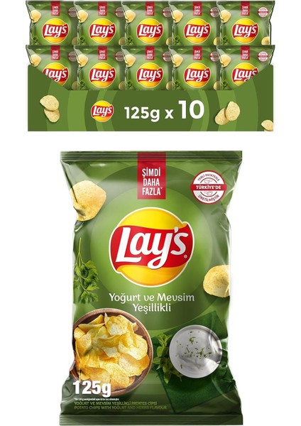 Lay's Yoğurt & Mevsim Yeşillikleri Süper Boy 125 G x 10 Adet