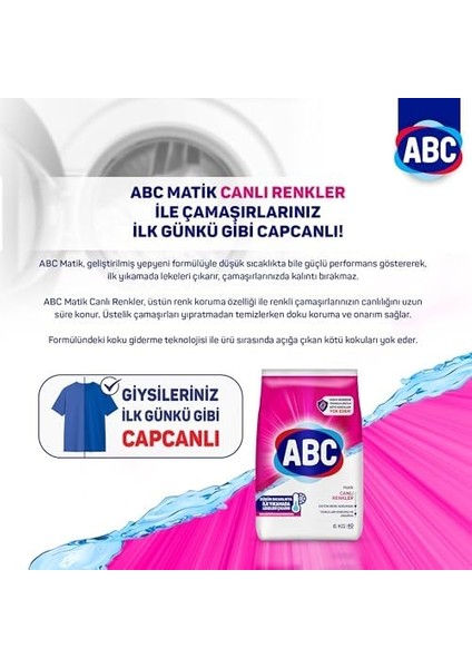 Abc Matik Renkliler 40 Yıkama Toz Çamaşır Deterjanı (1 x 6 Kg) modelleri