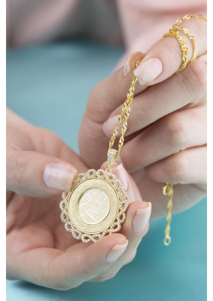 925 Ayar Gümüş Sonsuz Çerçeveli Dualı El Yazısı Kolye