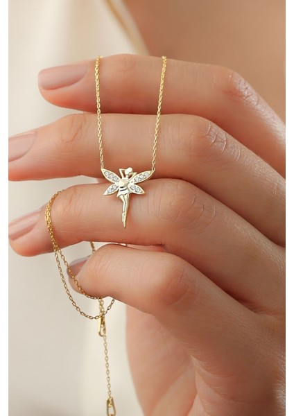 925 Ayar Gümüş Gold Kanatlı Peri Kız Kolye fiyatları