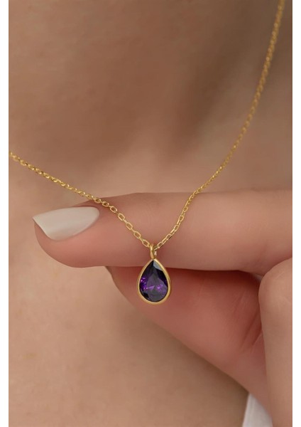 925 Ayar Gümüş Tektaş Damla Kolye