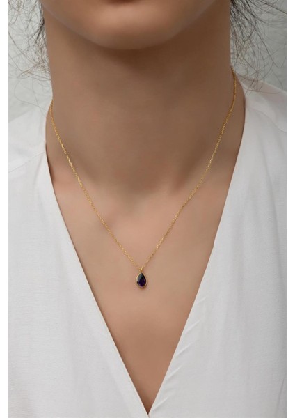 925 Ayar Gümüş Tektaş Damla Kolye modelleri