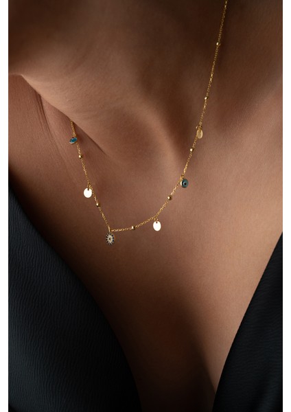 925 Ayar Gümüş Nazar Pullu Model Kolye modelleri