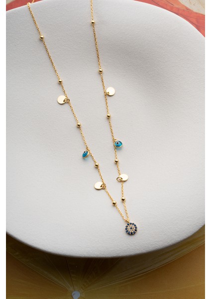 925 Ayar Gümüş Nazar Pullu Model Kolye fırsatları