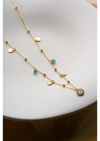 925 Ayar Gümüş Nazar Pullu Model Kolye indirimleri