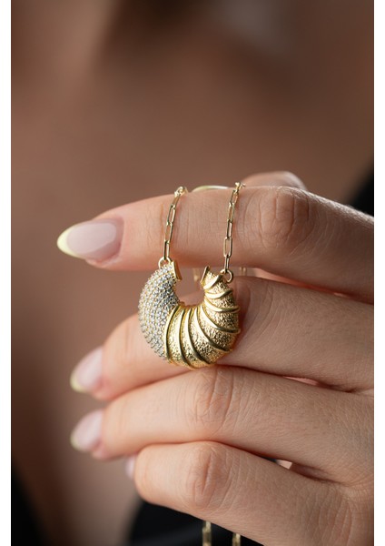 925 Ayar Gümüş Taşlı Kruvasan Kolye modelleri