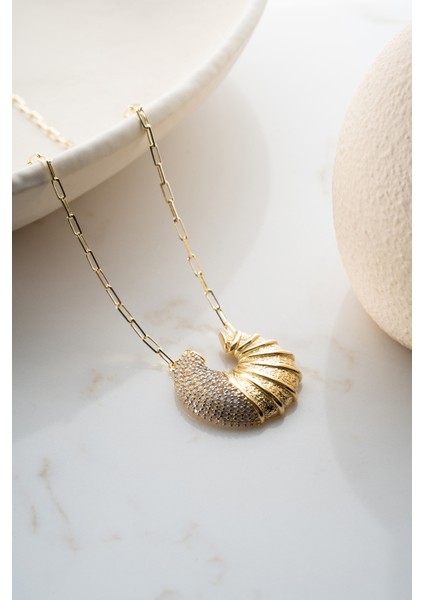 925 Ayar Gümüş Taşlı Kruvasan Kolye indirimleri