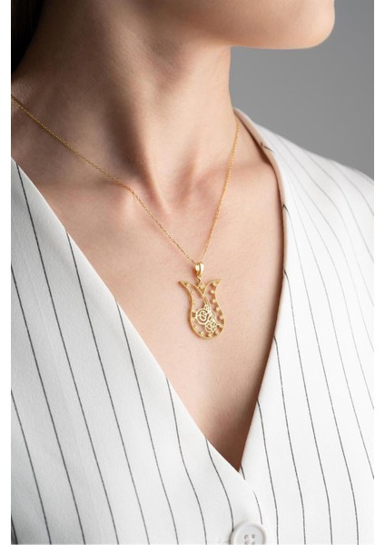 925 Ayar Tuğralı Lale Gümüş Kolye