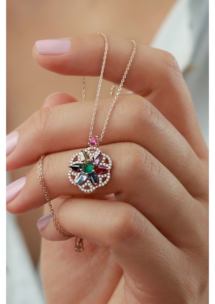 925 Ayar Gümüş Şeyma Rengarenk Kolye fiyatları