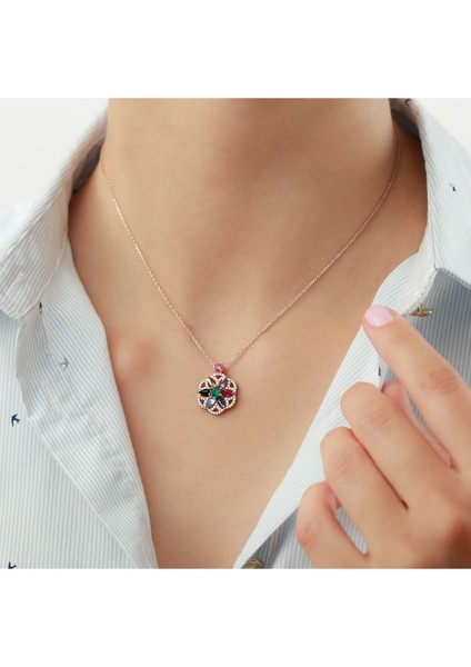 925 Ayar Gümüş Şeyma Rengarenk Kolye modelleri