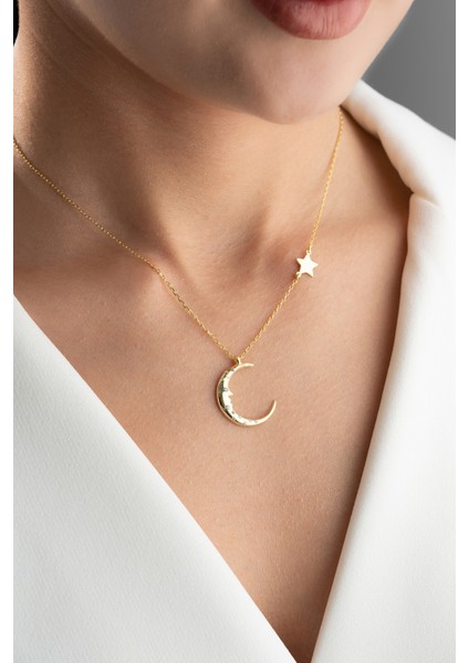 925 Ayar Gümüş Yıldızlı Hilal Kolye fiyatları