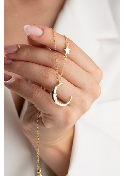 925 Ayar Gümüş Yıldızlı Hilal Kolye modelleri