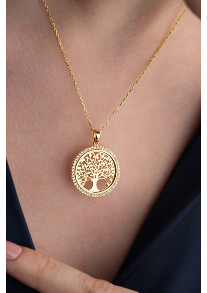 925 Ayar Gümüş Işıklı Kutuda Hayat Ağacı Kolye modelleri