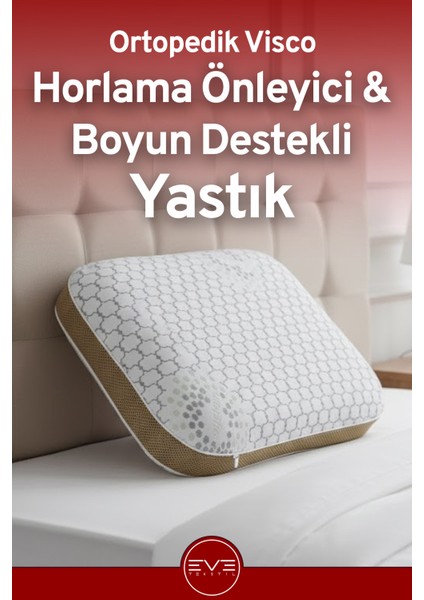 Boyun Destekli Horlama Önleyici Gold Desenli Fermuarlı Ortopedik Visco Yastıkkılıflı Antialerjik Ortopedik VISCO YASTIK 40X65 CM
