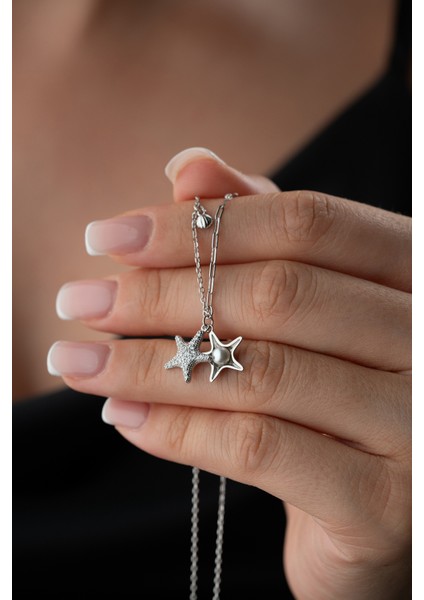925 Ayar Gümüş Incili Yıldız Kolye fiyatları