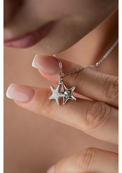 925 Ayar Gümüş Incili Yıldız Kolye modelleri
