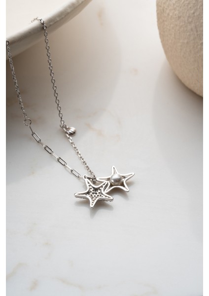 925 Ayar Gümüş Incili Yıldız Kolye indirimleri