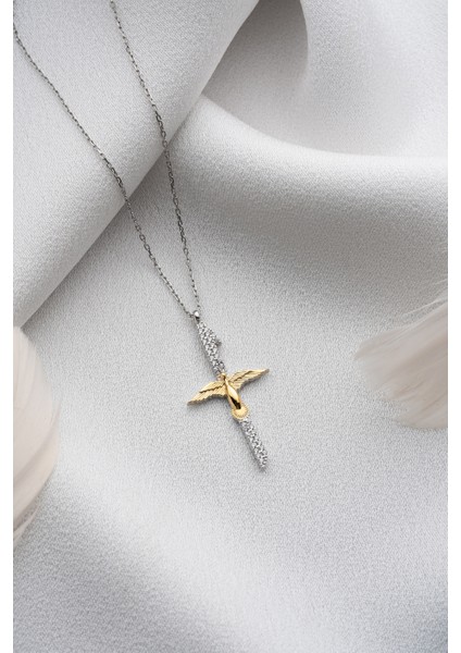 925 Ayar Gümüş Gold Kuşlu Elif Koyle