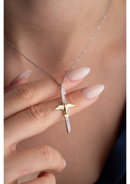 925 Ayar Gümüş Gold Kuşlu Elif Koyle indirimleri