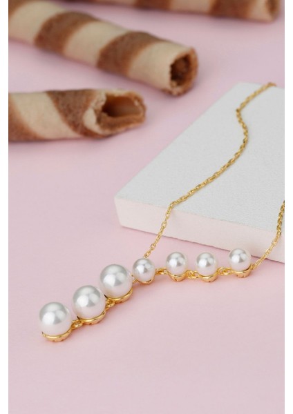 925 Ayar Gümüş Incili Akışlı Kolye