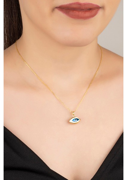 925 Ayar Gümüş Gold Göz Nazar Kolye