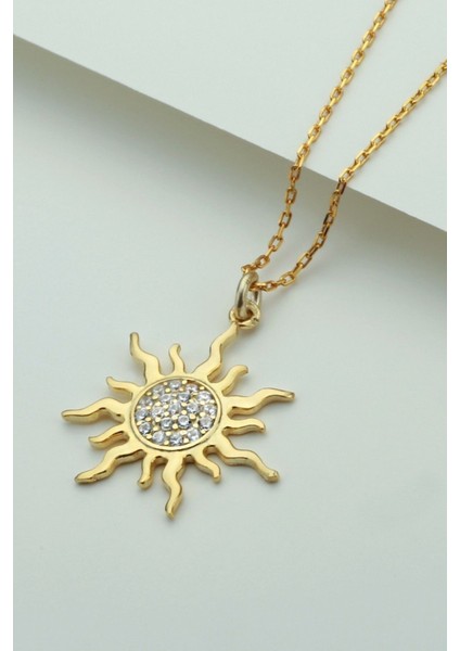 925 Ayar Gold Gümüş Güneş Kolye
